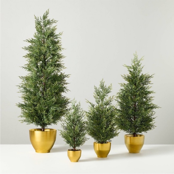 Faux Cypress Tree in Brass Pot - Hearth & Hand with Magnolia 16” LAST ONE - Picture 4 of 6